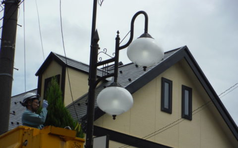福島市街路灯組合様LED化工事